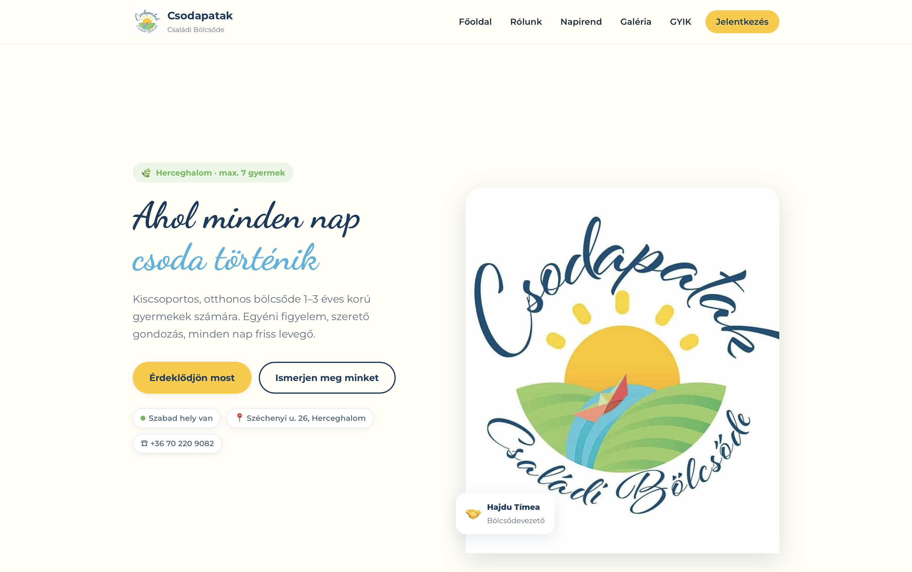 Csodapatak Családi Bölcsőde website